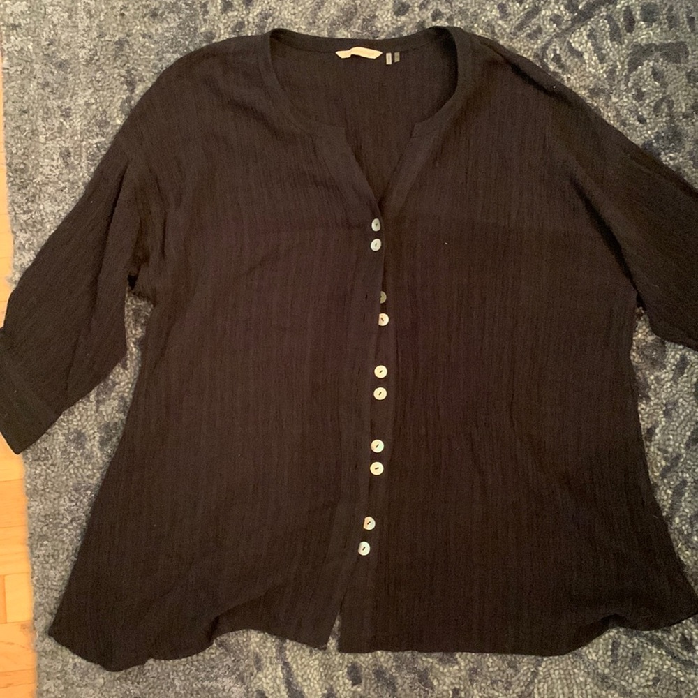 Soft Surroundings Black Linen Blouse/Tunic